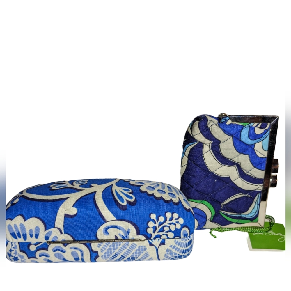 Vera Bradley 💠Blue Lagoon Hard Case Eyeglass +kiss lock coin wallet - Picture 2 of 7